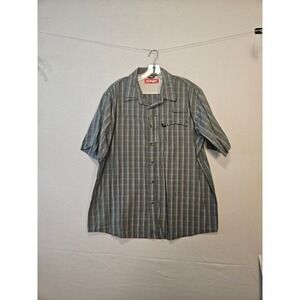 Wrangler Mens Plaid Short Sleeve Button Down Shirt Grey XL NSP3WWG